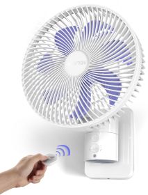 8' Small Wall Mount Fan with Remote Control;  90°Oscillating;  4 Speeds;  Timer;  Included 120° Adjustable Tilt;  High Velocity;  70Inch Cord;  for RV