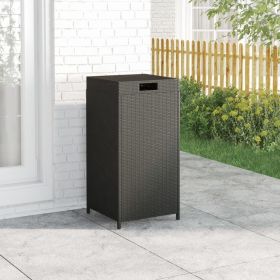 Trash Bin Black 15.7"x15.7"x31.5" Poly Rattan