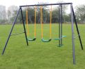 Metal Swing Set Outdoor with Glider for Kids, Toddlers, Children