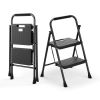 Portable Folding 2 Step Ladder with Wide Anti-Slip Pedal