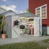 10X8 FT Outdoor Storage Shed, All Weather Metal Sheds withLockable Doors, Tool Shed for Garden, Patio, Backyard, Lawn, Grey