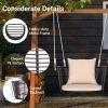 Single Person Hanging Seat with Woven Rattan Backrest for Backyard