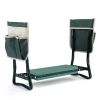 Outdoor 2-in-1 Garden Stool and Kneeler;  Garden Bench with Tool Bags;  Kneeling Pad;  Gift for Parent;  Portable;  Green