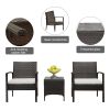 3pcs 2pcs Arm Chairs 1pc Coffee Table Rattan Sofa Set Brown Gradient