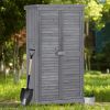 TOPMAX Wooden Garden Shed 3-tier Patio Storage Cabinet Outdoor Organizer Wooden Lockers with Fir Wood (Gray Wood Color -Shutter Design)