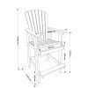 HDPE Bar Chair, Outdoor Tall Adirondack Chairs Set of 2, Patio Bar Stool Chair with High Back White + Gray, Set of 2