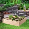 Outsunny Raised Garden Bed Kit, 4' x 4' Outdoor Wooden Planter Box with 9 Growing Grids, for Plants and Herbs