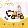 Ride on Push Car Bulldozer Digger Toy with Safety Helmet and Working Shovel