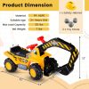 Ride on Push Car Bulldozer Digger Toy with Safety Helmet and Working Shovel