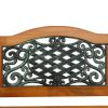 49" Garden Bench Outdoor Patio Park Chair Furniture Hardwood Slats Cast Iron Frame