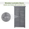 TOPMAX Wooden Garden Shed 3-tier Patio Storage Cabinet Outdoor Organizer Wooden Lockers with Fir Wood (Gray Wood Color -Shutter Design)