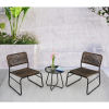 Patio Furniture Set 3 Piece Mixture Pattern PE Rattan Steel Frame And Modern Round Table, Brown and Black