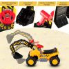 Ride on Push Car Bulldozer Digger Toy with Safety Helmet and Working Shovel