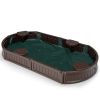 6 Feet Kids Oval Sandbox with Built-in Corner Seat and Bottom Liner