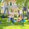 Kids Metal Swing Set for Backyard Outdoor Playground Two Functional Swing Set For Kids Outdoor Equipment