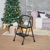 Portable Folding 2 Step Ladder with Wide Anti-Slip Pedal