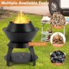 Patio Metal Camping Fire Pit with Pot Holder for Outdoor