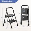 Portable Folding 2 Step Ladder with Wide Anti-Slip Pedal