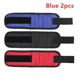 Fifteen-Compartment Powerful Magnetic Wristband (Option: Blue 2pcs-Five rows of 15 magnets)