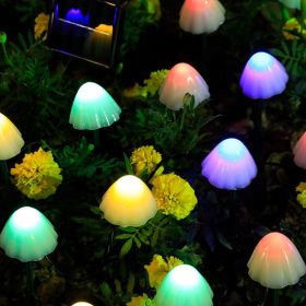 LED Outdoor Solar Garden Lights Waterproof Mushroom String Lawn Lamps Cute Fairy Light Landscape Lamp Path Yard Lawn Patio Decor (Emitting Color: Multi color)