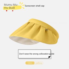 New women's big brim sun hat double-sided Ice Silk 5.0 + sun hat UV UV protection cycling outdoor travel hat (Color: Double-sided skin shell-yellow)