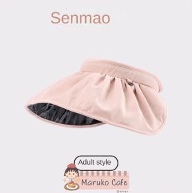 New women's big brim sun hat double-sided Ice Silk 5.0 + sun hat UV UV protection cycling outdoor travel hat (Color: Black Shell-Pink)