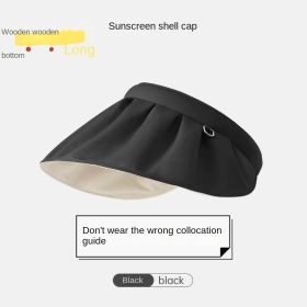 New women's big brim sun hat double-sided Ice Silk 5.0 + sun hat UV UV protection cycling outdoor travel hat (Color: Double-sided skin shell-black)