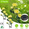 2Pcs Solar Powered Lights Outdoor Rose Flower LED Decorative Lamp Water Resistant Pathway Stake Lights