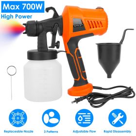 700W Electric Paint Sprayer Handheld HVLP Spray Painter Painting Spray Gun For Fences Brick Walls (Color: Orange)