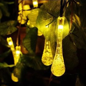 Dew Droplets 20 LED Solar Lights Falling Like Dew (Color: BRIGHT WHITE)