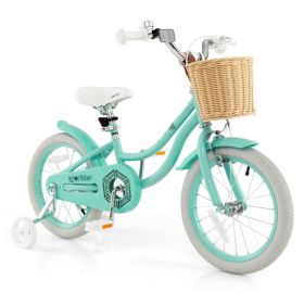 16-Inch Kids Bike with Adjustable Handlebar for Girls Boys Ages 4-7 (Color: Green)