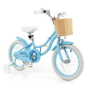 16-Inch Kids Bike with Adjustable Handlebar for Girls Boys Ages 4-7 (Color: Blue)