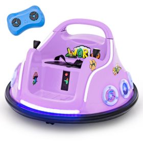 12V Electric Ride On Car with Remote Control and Flashing LED Lights (Color: purple)