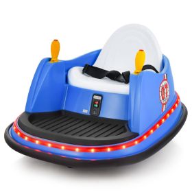 12V Electric Kids Ride On Bumper Car with Flashing Lights for Toddlers (Color: Blue)