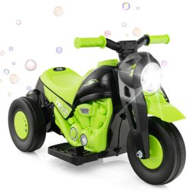 6V Kids Electric Ride on Motorcycle with Bubble Maker and Music (Color: Green)