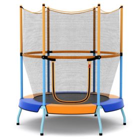 48" Toddler Trampoline with Safety Enclosure Net (Color: Orange)