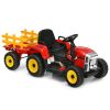 12V Ride on Tractor with 3-Gear-Shift Ground Loader for Kids 3+ Years Old