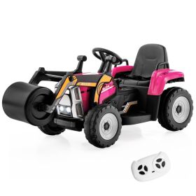 12V Kids Ride on Road Roller with 2.4G Remote Control (Color: pink)