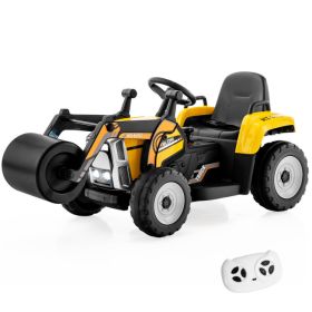 12V Kids Ride on Road Roller with 2.4G Remote Control (Color: Yellow)