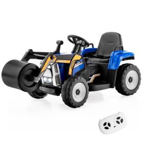 12V Kids Ride on Road Roller with 2.4G Remote Control (Color: Blue)