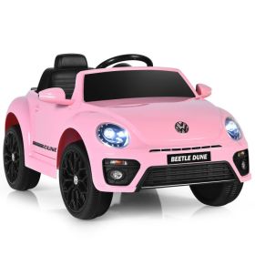 Volkswagen Beetle Kids Electric Ride On Car with Remote Control (Color: pink)