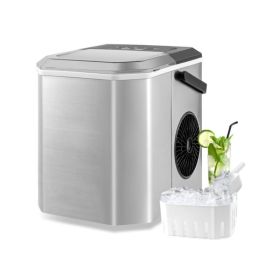 Portable Countertop Ice Maker with Self-Cleaning for Home/Office (Color: Silver)