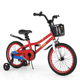 18 Inch Kids Bike with Kickstand and Coaster Brake for 4-8 Years Old (Color: Red)