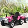 12V Ride on Tractor with 3-Gear-Shift Ground Loader for Kids 3+ Years Old