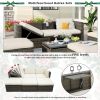 Patio Furniture Sets;  5-Piece Patio Wicker Sofa with Adustable Backrest;  Cushions;  Ottomans and Lift Top Coffee Table