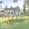 Indoor/Outdoor Metal Swing Set with Safety Belt for Backyard