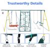 Indoor/Outdoor Metal Swing Set with Safety Belt for Backyard