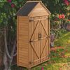 39.56"L x 22.04"W x 68.89"H Outdoor Storage Cabinet Garden Wood Tool Shed Outside Wooden Closet with Shelves and Latch, Gray/Brown