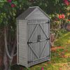 39.56"L x 22.04"W x 68.89"H Outdoor Storage Cabinet Garden Wood Tool Shed Outside Wooden Closet with Shelves and Latch, Gray/Brown