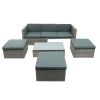 Patio Furniture Sets;  5-Piece Patio Wicker Sofa with Adustable Backrest;  Cushions;  Ottomans and Lift Top Coffee Table